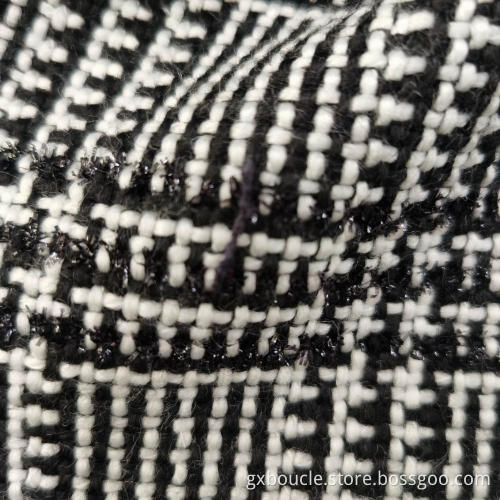 Boucle fashion plaid design with black lurex fabric